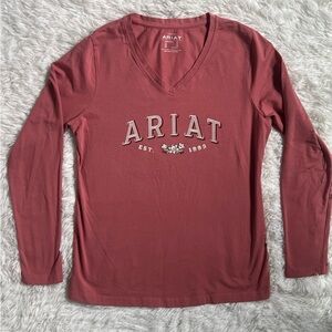 Ariat Women’s Long Sleeve Logo Tee – V-Neck Classic Fit (Size M)